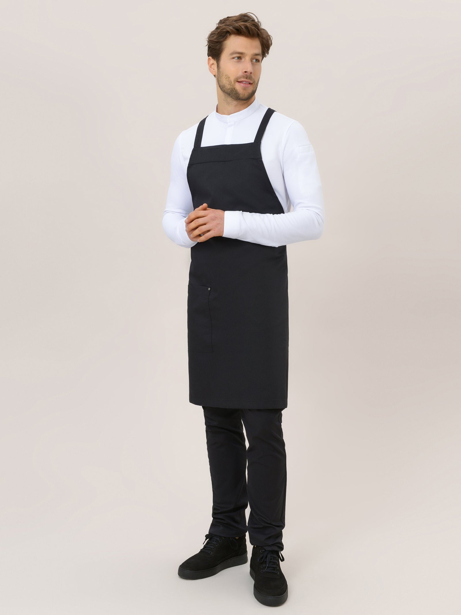 Light Gray Bib Apron Eden Black Le Nouveau Chef